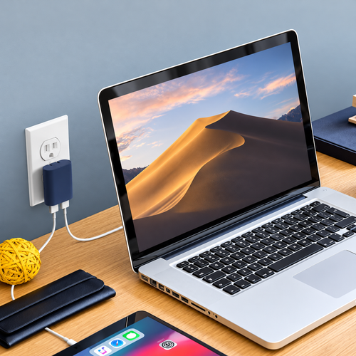 Deep Blue Slim 2-Port Usb Wall Charger With Foldable Plug For Home And Travel